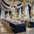 6 Pack Navy Blue Satin Table Clothes for 6 Foot Rectangle Tables - 6FT Wrinkle Resistant Glitter Rectangle Tablecloths, Party Table Covers for Wedding Banquet, Baby Shower, Birthday, Holiday Dinner