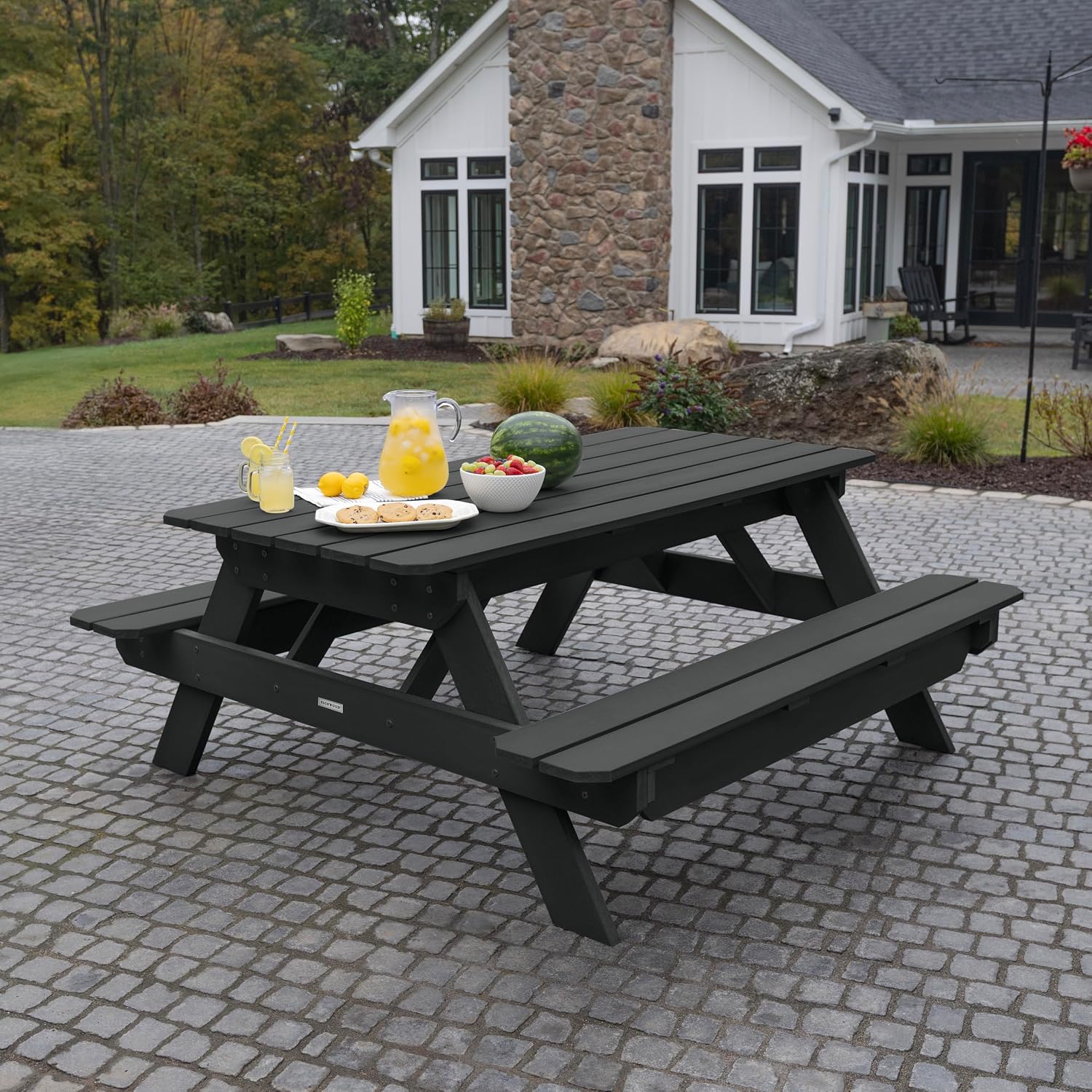 Highwood Hometown Picnic Table, 6 Foot, Black