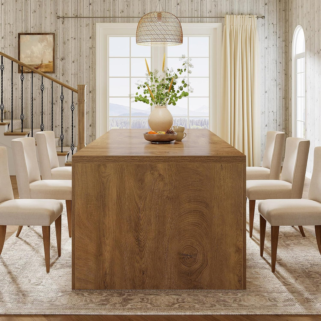 Tribesigns Large Dining Table for 6-8 People, 70.9' Rustic Wooden Kitchen Dinner Table, Rectangle Dining Table with Sturdy Frame for Kitchen, Dining Room, Brown