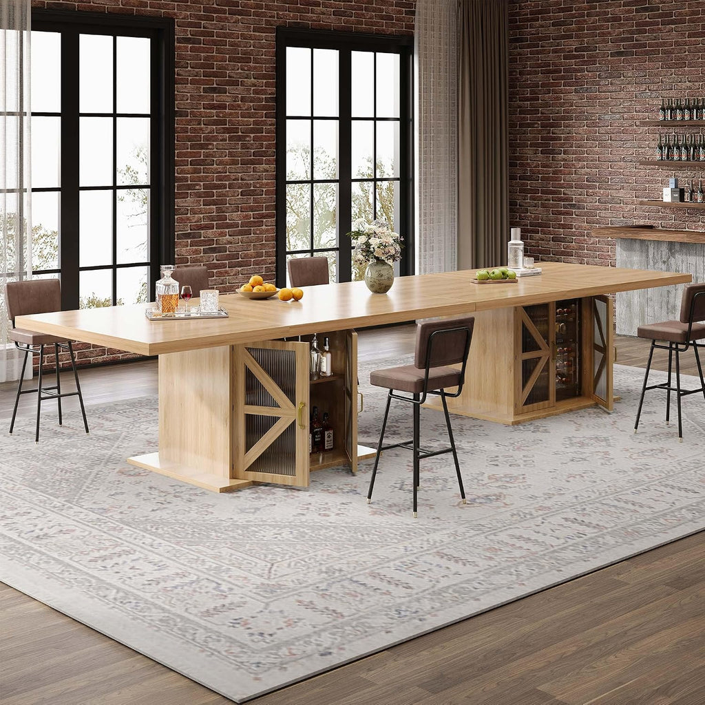 LVB Dining Table for 4-6, Modern Wood Dining Room Table, Farmhouse Rectangular Kitchen Table with Storage & Fridge Space, Large Rustic Eating Dinner Tables for Kitchen, Living Room, Oak, 63 Inch