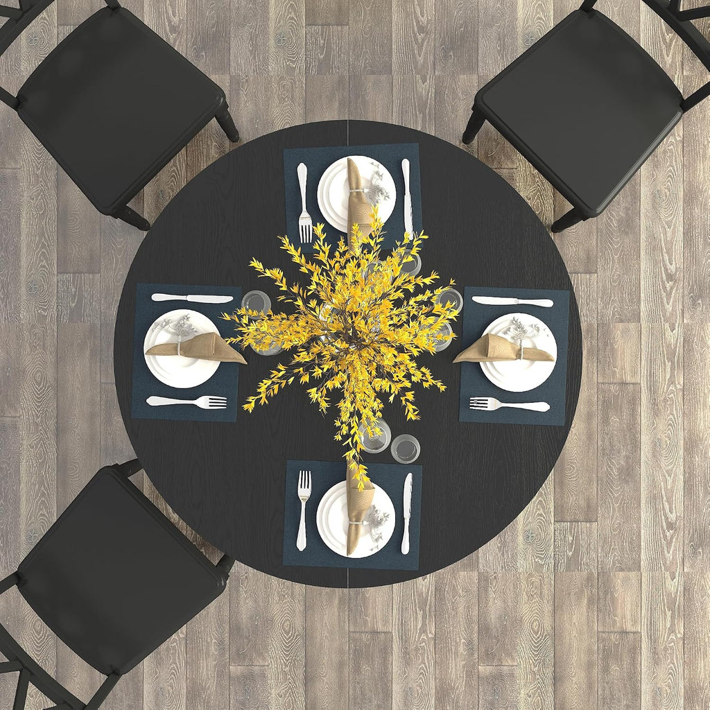 59.06' Dining Table for Farmhouse Kitchen Expandable Oval Table Top with Removable Leaf Trestle X Shaped Base,Black