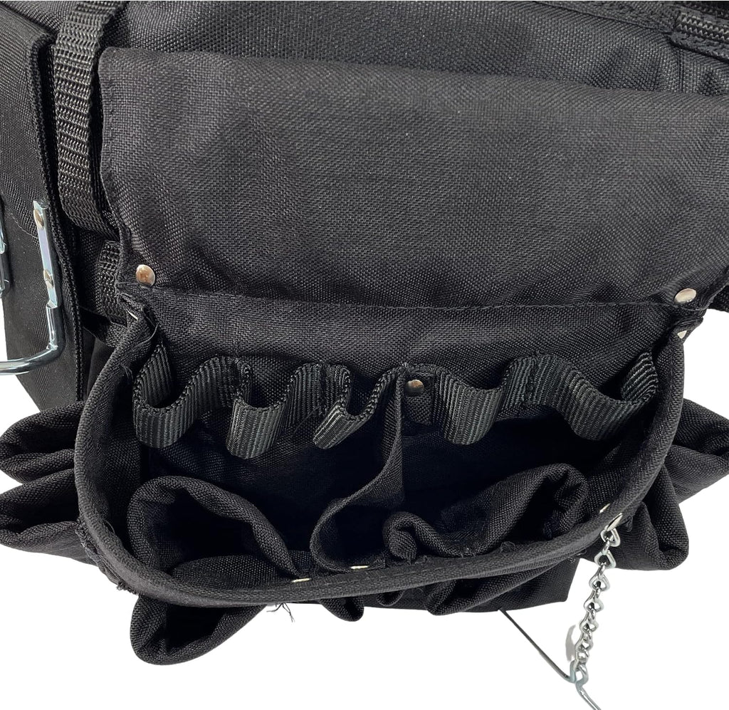 BOULDER BAG Professional Electrician's MAX Combo with Comfort Back Support Tool Belt, Quick Release Buckle, Heavy Duty Work Belt, Black, (Small 24-27 Inch Waist), Made in USA