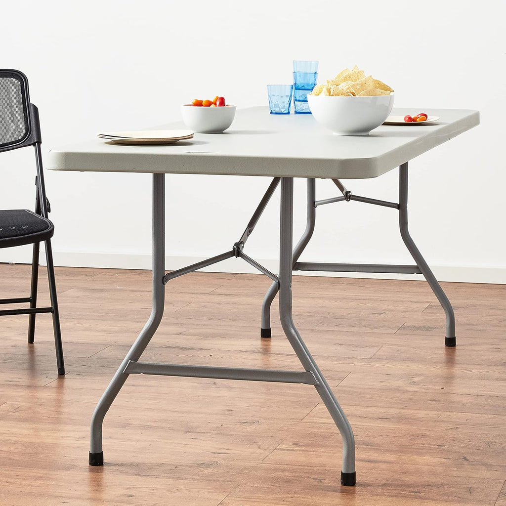 Office Star Resin Multipurpose Rectangle Folding Table for Indoor or Outdoor Use, 6 Feet Light Gray