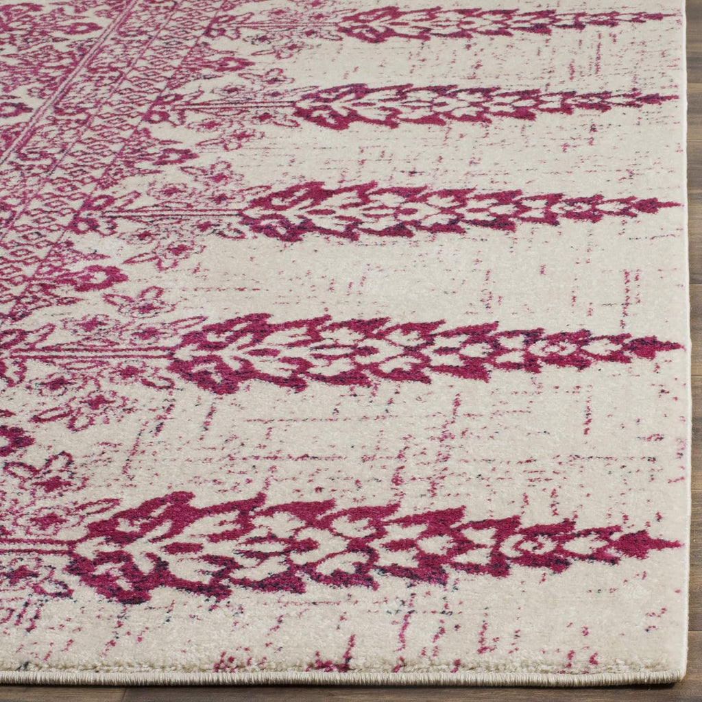 SAFAVIEH Evoke Collection 8' x 10' Ivory / Fuchsia EVK521K Boho Non-Shedding Living Room Bedroom Dining Home Office Area Rug