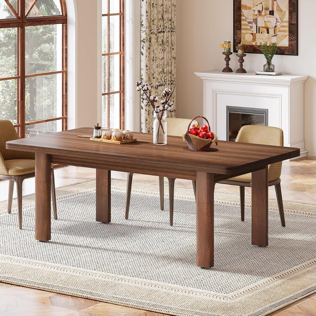 Tribesigns Farmhouse Wood Dining Table for 4-6 People, 63' Large Rectangle Kitchen Table, Dinner Table Kitchen & Dining Room Furniture with with Solid Wood Legs
