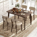 Tangkula Dining Table Set for 4, Dinette Set with Table and 4 Padded Seat, Rubber Wood Legs, Curved Backrest, Mid-Century Modern Kitchen Table Chairs Set of 4 for Living Room, Dining Room
