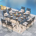 Sophia and William Outdoor Patio Dining Set for 8, Outdoor Table and Chairs, Removable Seat Cushions, 57.5' Square Black Patio Dining Table