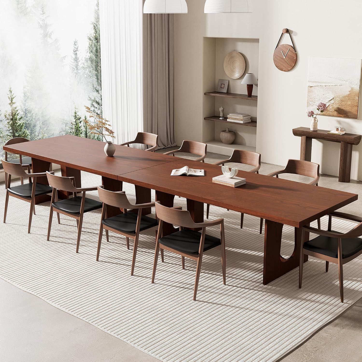 IDEALHOUSE 71' Long Dining Table for 6-10 People - Farmhouse Kitchen Table with Extra Thick Tabletop & Heavy-Duty Metal Legs, Sturdy Rectangular Table for Dining Room, Conference Room, Office, Walnut