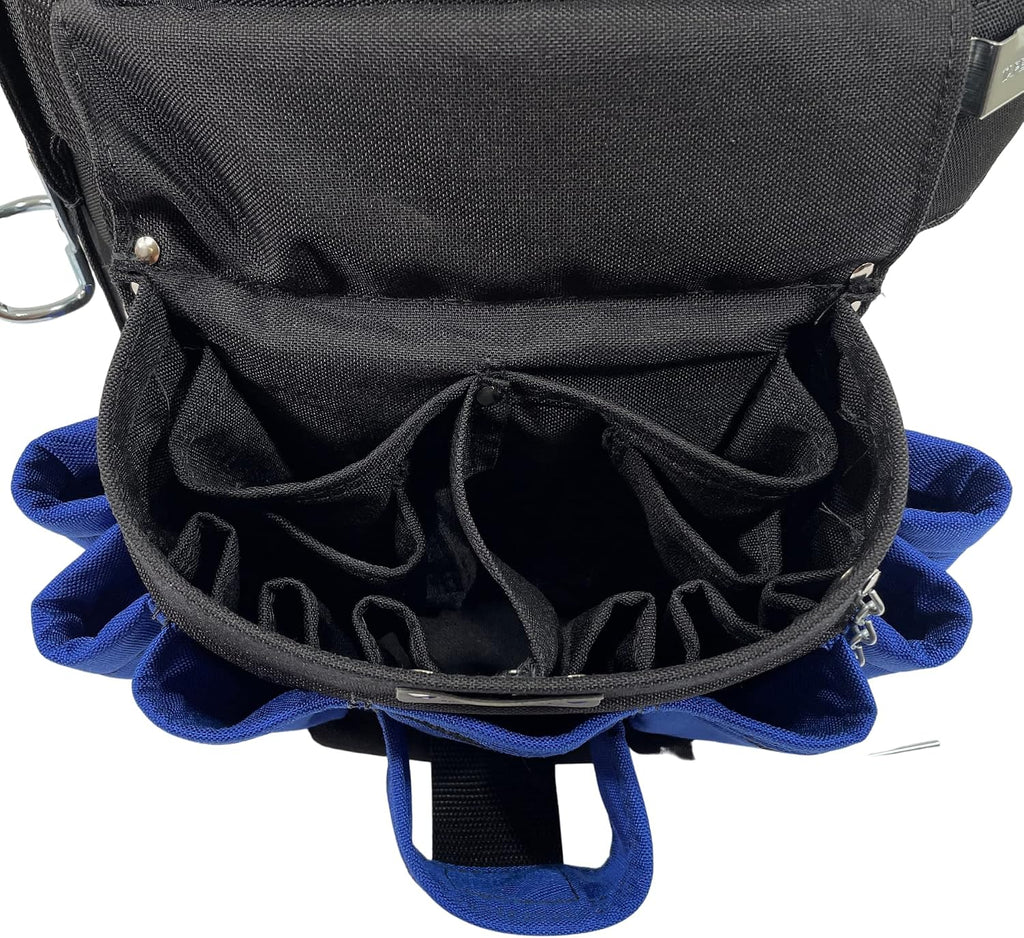 BOULDER BAG Ultimate Electrician's MAX Combo with Comfort Back Support Tool Belt, Quick Release Buckle, Heavy Duty Tool Belt, Blue (Medium 28-32 Inch Waist), Tool Belt Made in USA