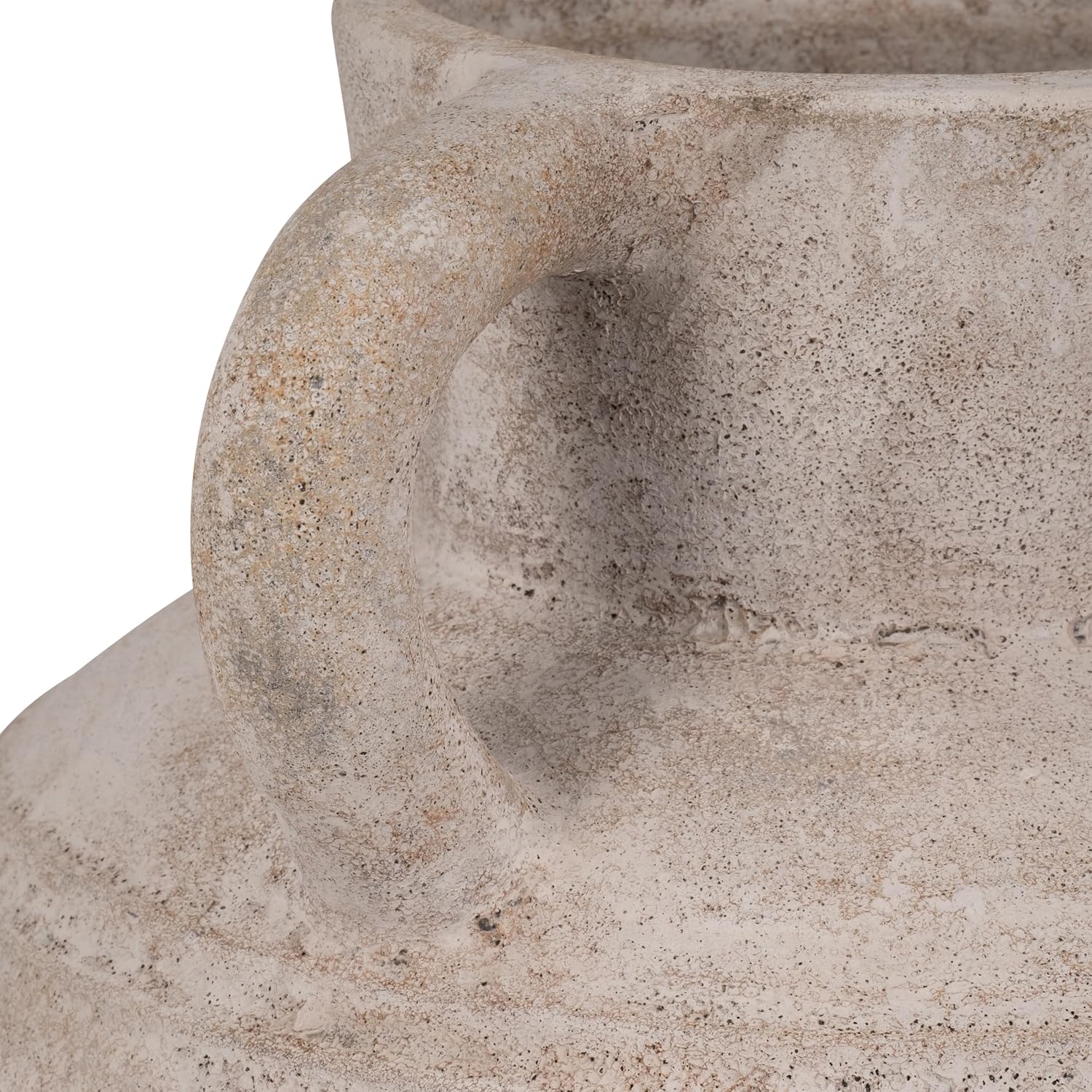 Elegant Pottery Jug Vase with Handle for Living Room Decor and Home Accents - Decorative Flower Vase for Room, Bedroom, or Office Display - Elevates House and Table Styling - 22', Ivory & Tan