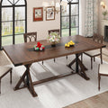 Hlivelood 78 Inch Dining Table for 8 People, Rectangular Kitchen Farmhouse Table W/Thickness Waterproof Wood Tabletop,Long Dining Room Tables W/Wood Strip Base for Kitchen Living Room(78IN Brown)