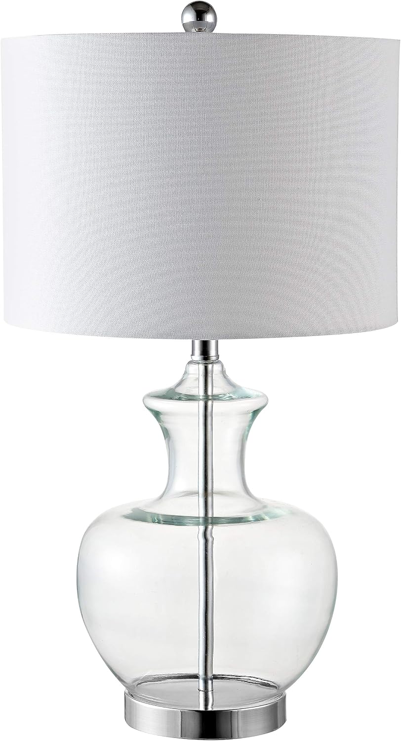 SAFAVIEH Lighting Collection Bilsor Clear/ Chrome 25-inch Bedroom Living Room Home Office Desk Nightstand Table Lamp Set of 2 (LED Bulbs Included)
