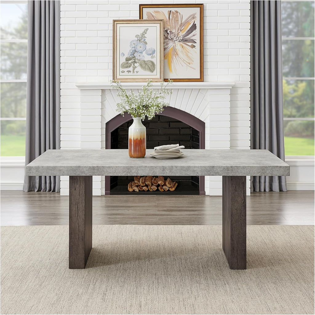 Roundhill Furniture Sorlen Modern 72' Dining Table with 3D Faux Concrete Top