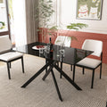 51.18' Rectangular Glass Dining Table, Tempered Glass Kitchen Tabe with Metal Legs, Stylish and Sturdy Dinner Table for Home and Outdoor Dining (Full Black, 51.18'')