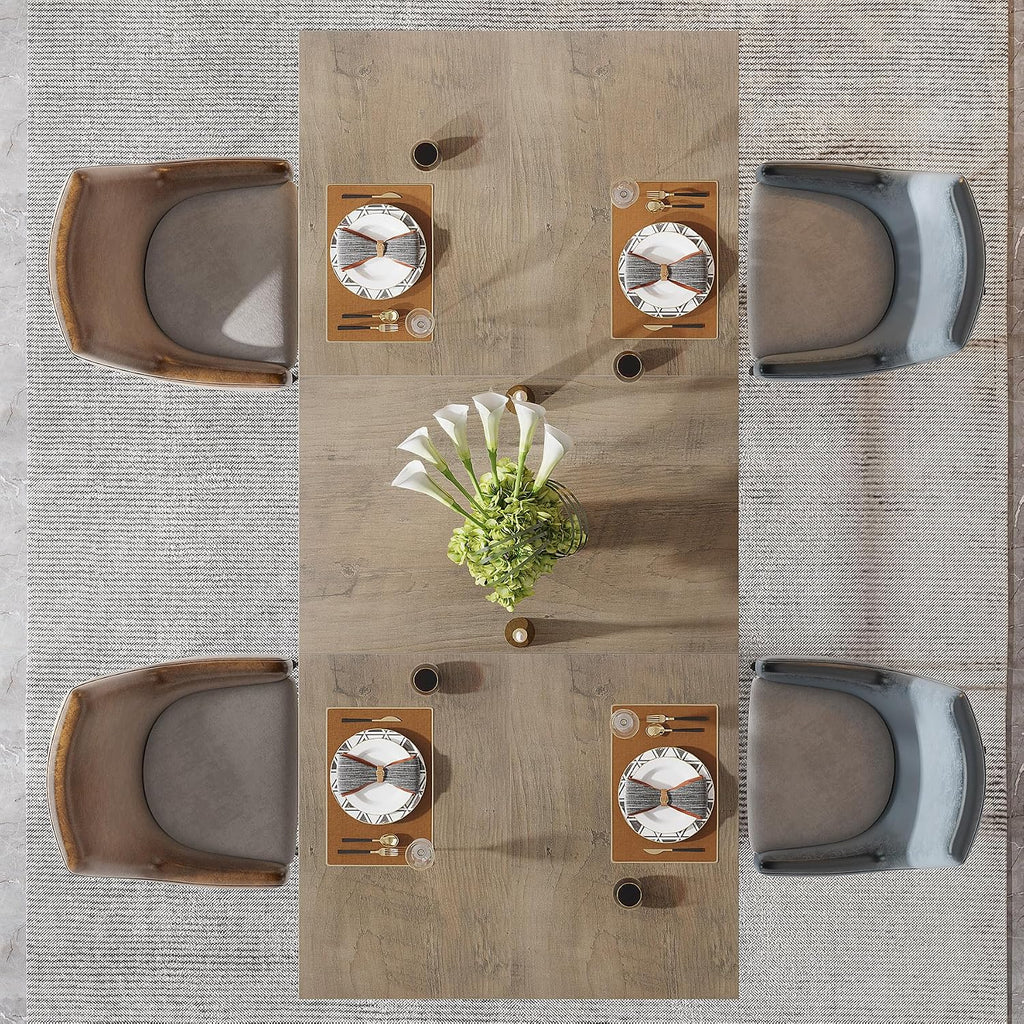 Tribesigns 63-Inch Rectangular Dining Table for 4 to 6, Modern Kitchen Tables with Stylish Metal Trestle Legs, Large Dinner Table for Dining Room, Only Table (Grey+Black)