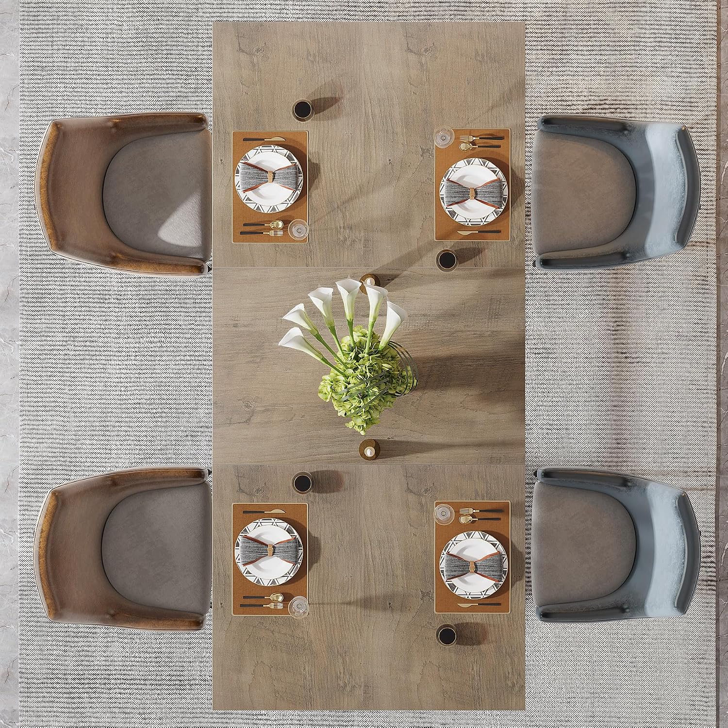 Tribesigns 63-Inch Rectangular Dining Table for 4 to 6, Modern Kitchen Tables with Stylish Metal Trestle Legs, Large Dinner Table for Dining Room, Only Table (Grey+Black)