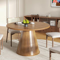 47 inch Round Dining Table for 4-6, Circle Kitchen Table with Sturdy Tapered Base, Mid Century Modern Fluted Dining Tables for Dining Room, Kitchen, Living Room (Walnut, 47inch)