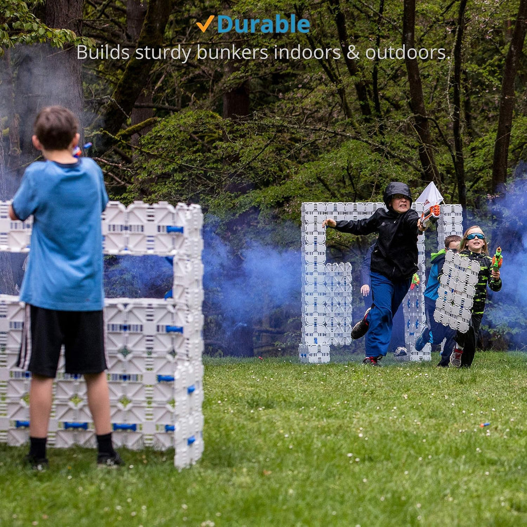 4 Pack - Kids Fort Building Kit - Creative Nerf War Playset - Build Nerf Bunker & Nerf Targets - Durable Nerf War Obstacles for Nerf Battles & Laser Tag