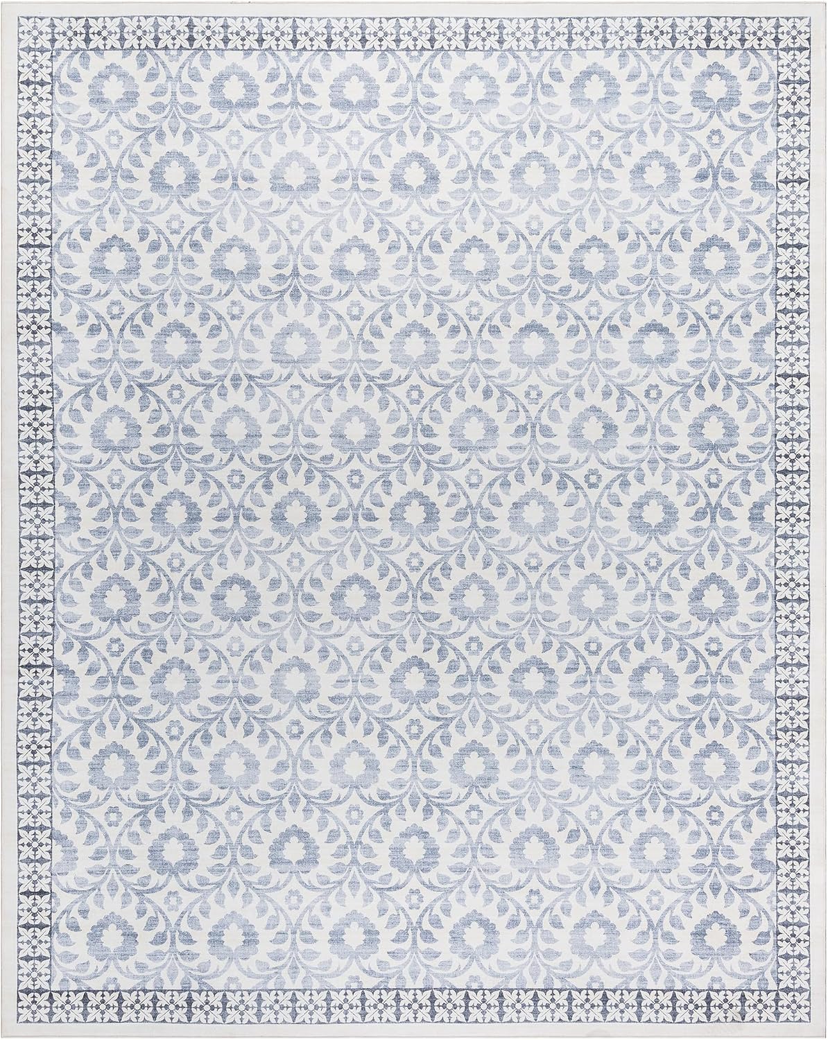 Gertmenian Indoor Boho Area Rug | Home Decor for Entryway, Bedroom, Living Room, Office, Kitchen | Non Slip, Soft, Printed Accent Rugs | Esme, Blue, 8x10 Large, 24562
