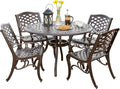 Christopher Knight Home Hallandale Outdoor Cast Aluminum Dining Set for Patio or Deck, 5-Pcs Set, Hammered Bronze