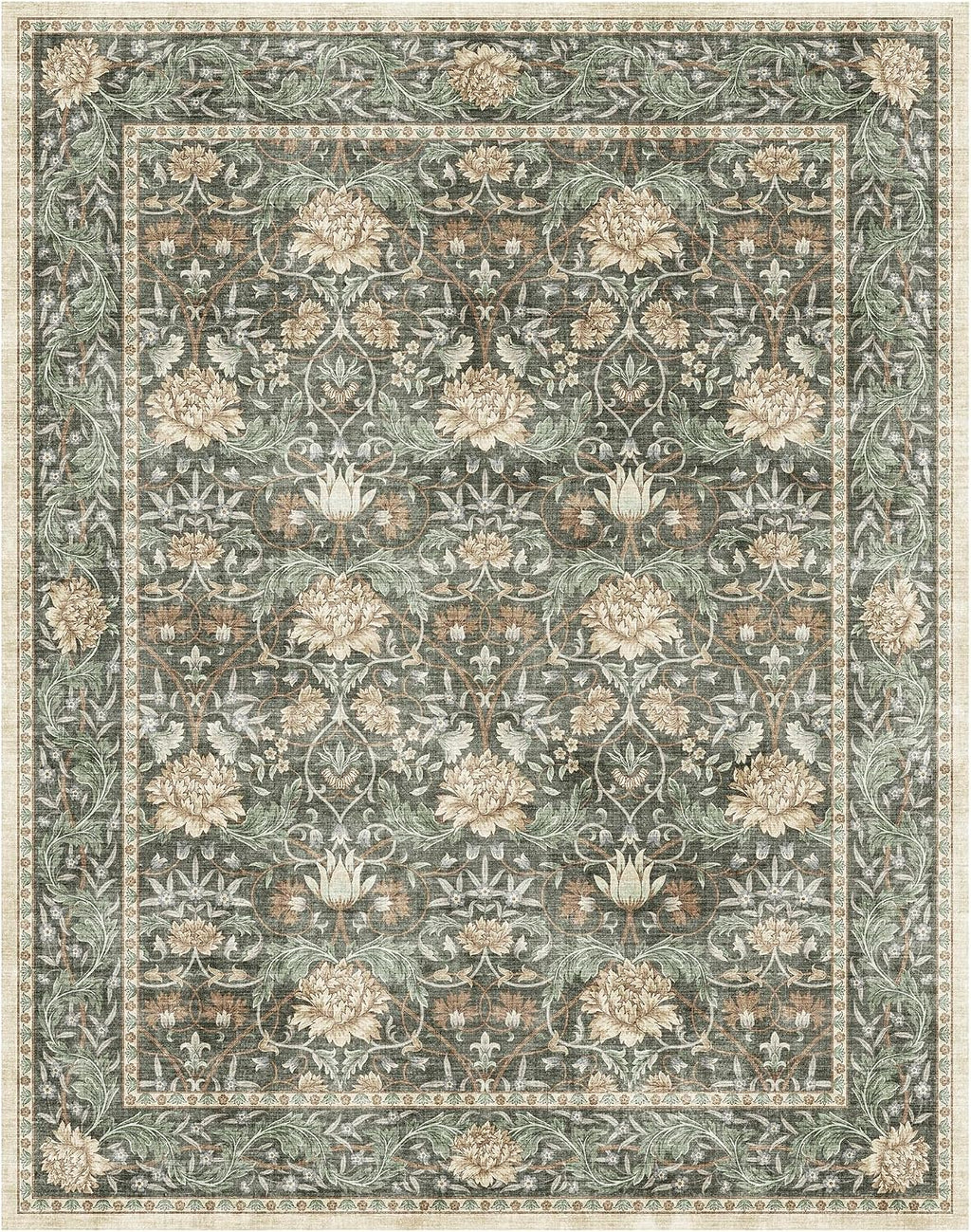 Gertmenian Indoor Easy-Care & Washable Area Rug – 8x10 Large, Ideal for High Traffic Areas in Living Room, Bedroom, Entryway – Bohdi Green, 25968