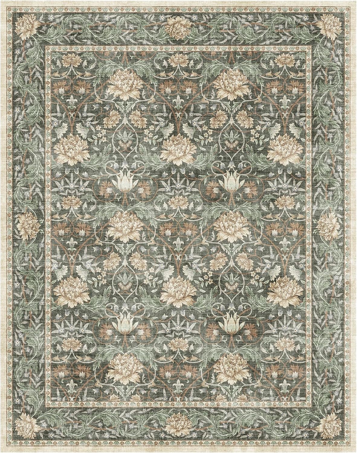Gertmenian Indoor Easy-Care & Washable Area Rug – 8x10 Large, Ideal for High Traffic Areas in Living Room, Bedroom, Entryway – Bohdi Green, 25968
