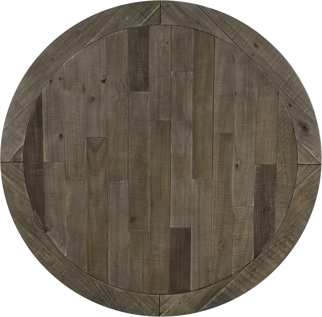 Roundhill Furniture Prato Round Two-Tone Finish Wood Dining Table, Blue and Brown