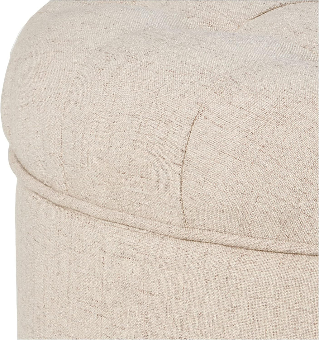 Homepop Home Decor Button Tufted Woven Round Storage Ottoman Large