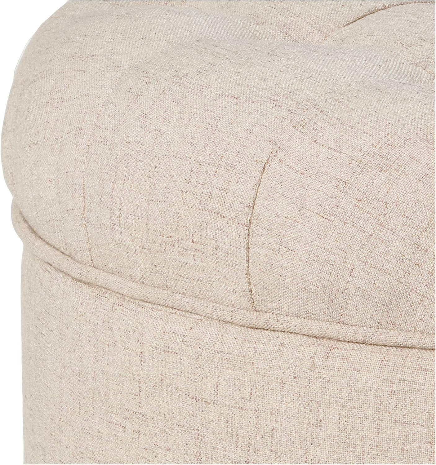 Homepop Home Decor Button Tufted Woven Round Storage Ottoman Large