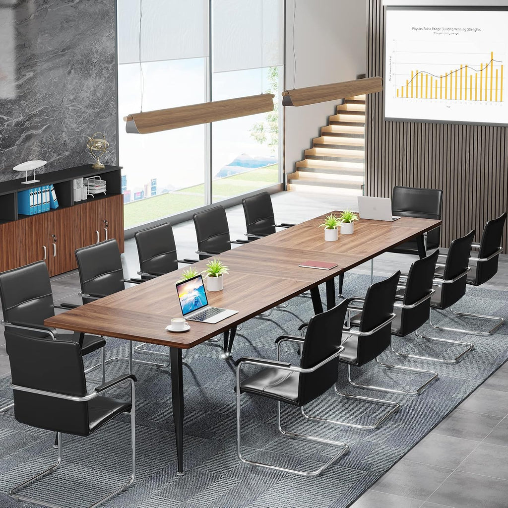 Tribesigns 6FT Conference Table, Rectangular Meeting Room Tables, Modern Industrial Seminar Table Boardroom Desk with Metal Legs for Office, 70.8'' L x 31.5'' W x 29.5'' H (Brown and Black)