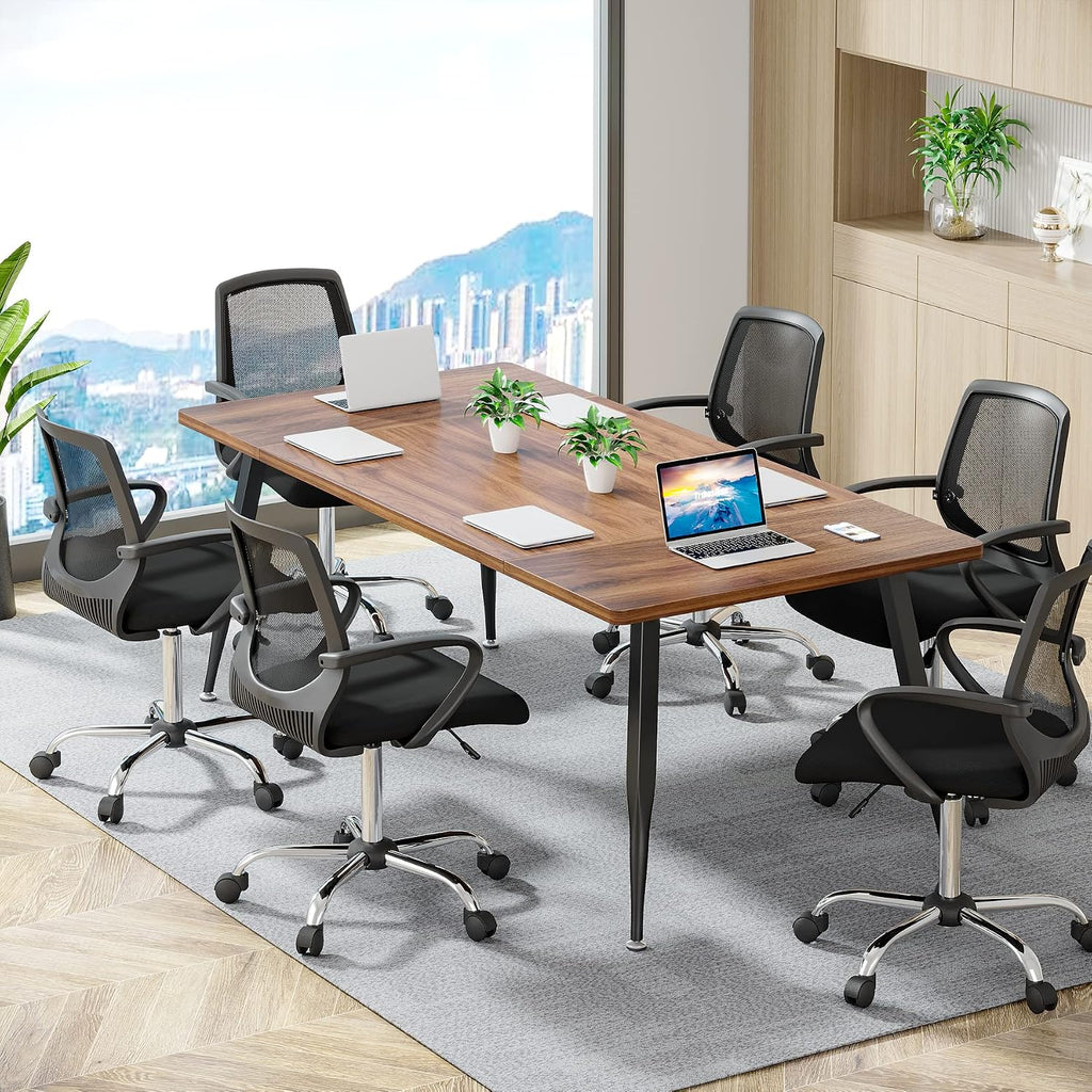 Tribesigns 6ft Conference Table for 6, Modern Conference Room Table with Metal Legs, Rectangular Meeting BoardroomTable for Office, Breakroom, Seminar, Podcast