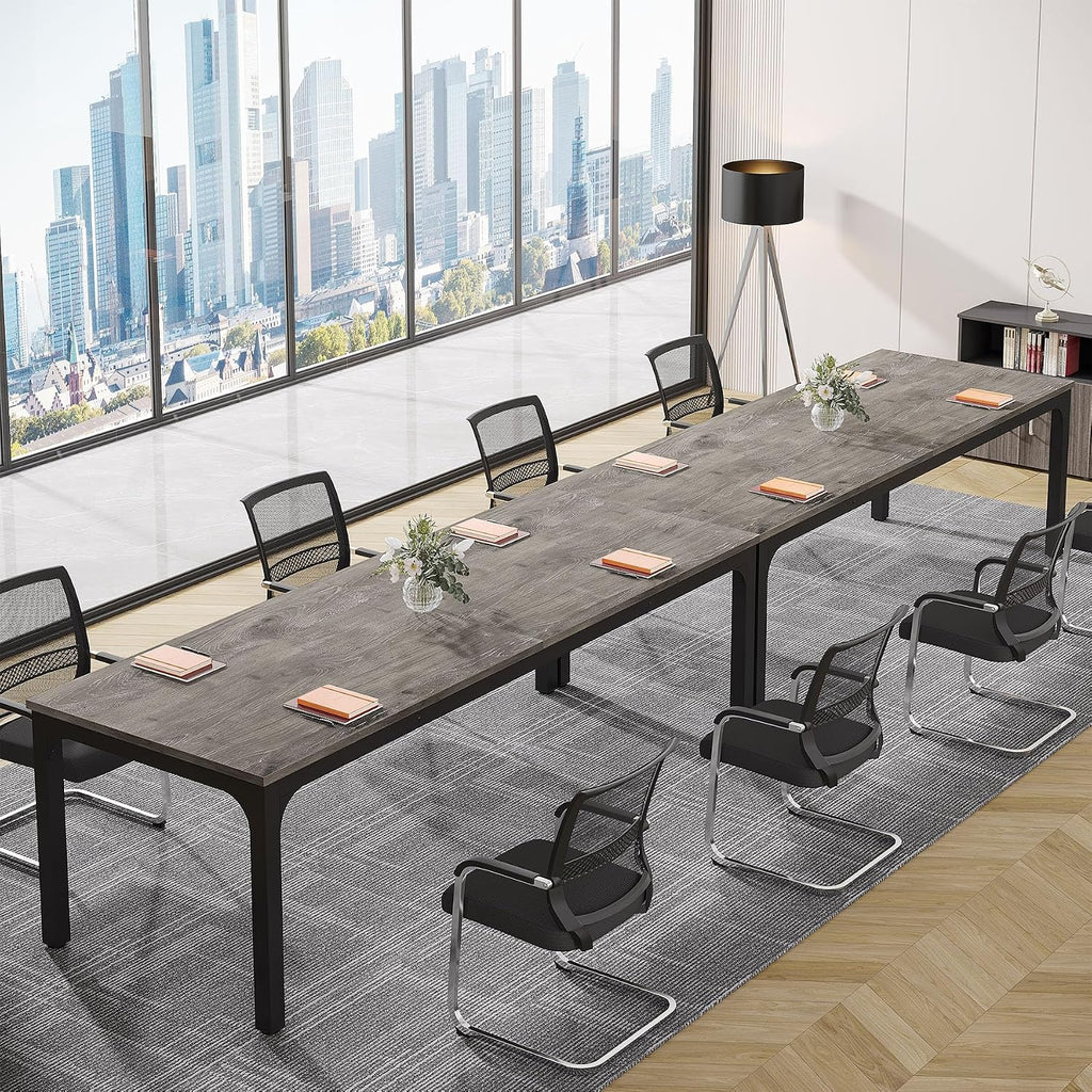 Tribesigns 6.5FT Conference Table, 78.7-Inch Rectangle Meeting Seminar Table, Large Business Tables for 6-8 People (Only Table) (Gray+Black)
