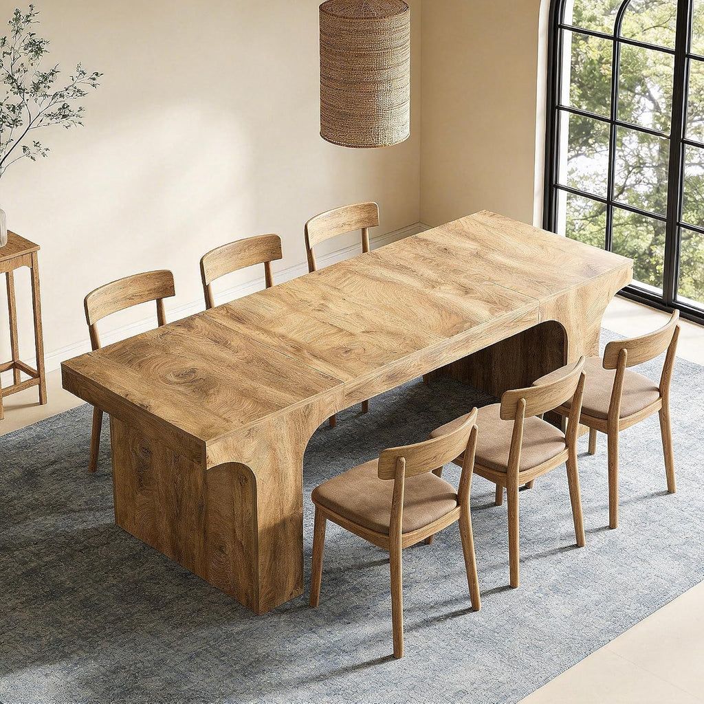 Tribesigns Large Dining Table for 6-8 People, 70.9' Long Wooden Kitchen Dinner Table Farmhouse Modern Style with Arch Design Legs, Rectangle Wooden Dinner Table for Dining Room, Natural
