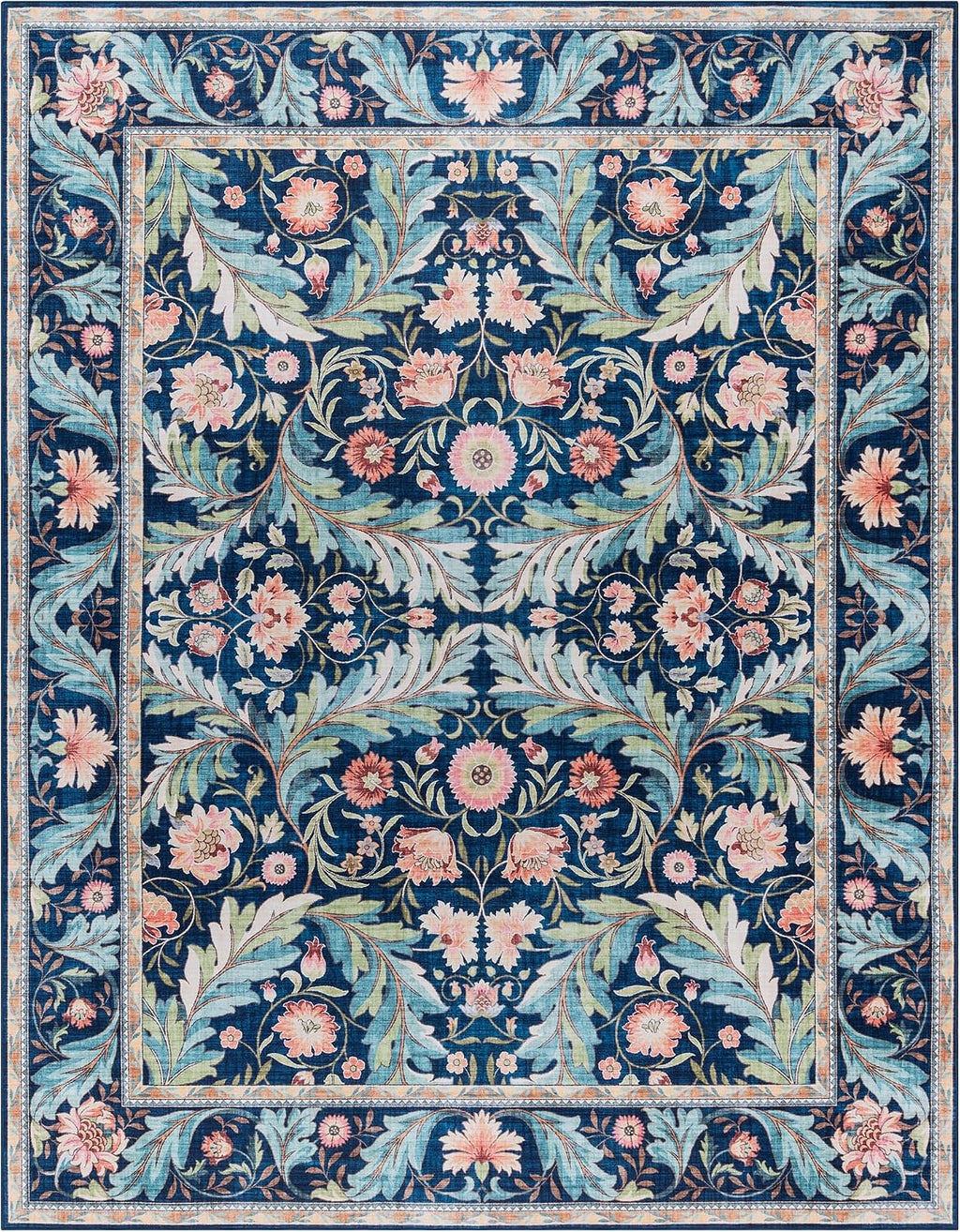 Gertmenian Indoor Boho Area Rug | Home Decor for Entryway, Bedroom, Living Room, Office, Kitchen | Non Slip, Soft, Printed Accent Rugs | Altair, Navy, 8x10 Large, 24513