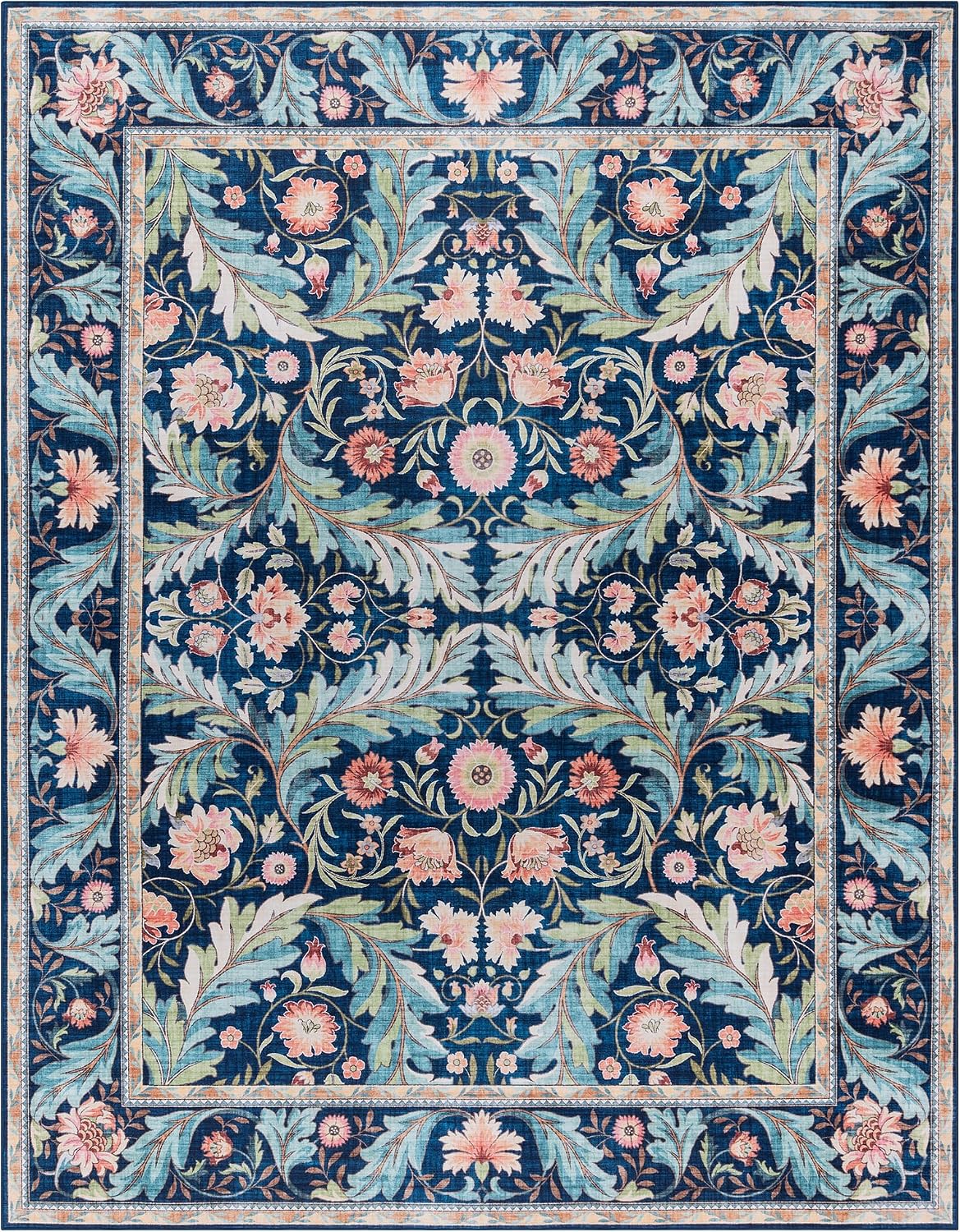 Gertmenian Indoor Boho Area Rug | Home Decor for Entryway, Bedroom, Living Room, Office, Kitchen | Non Slip, Soft, Printed Accent Rugs | Altair, Navy, 8x10 Large, 24513