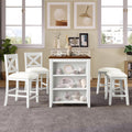 Harper & Bright Designs 5 Pieces Counter Height Wooden Bar Table Set with 3-Tier Shelf, 2 stools and 2 Chairs, Rustic Farmhouse Dining Table Set for 4, White