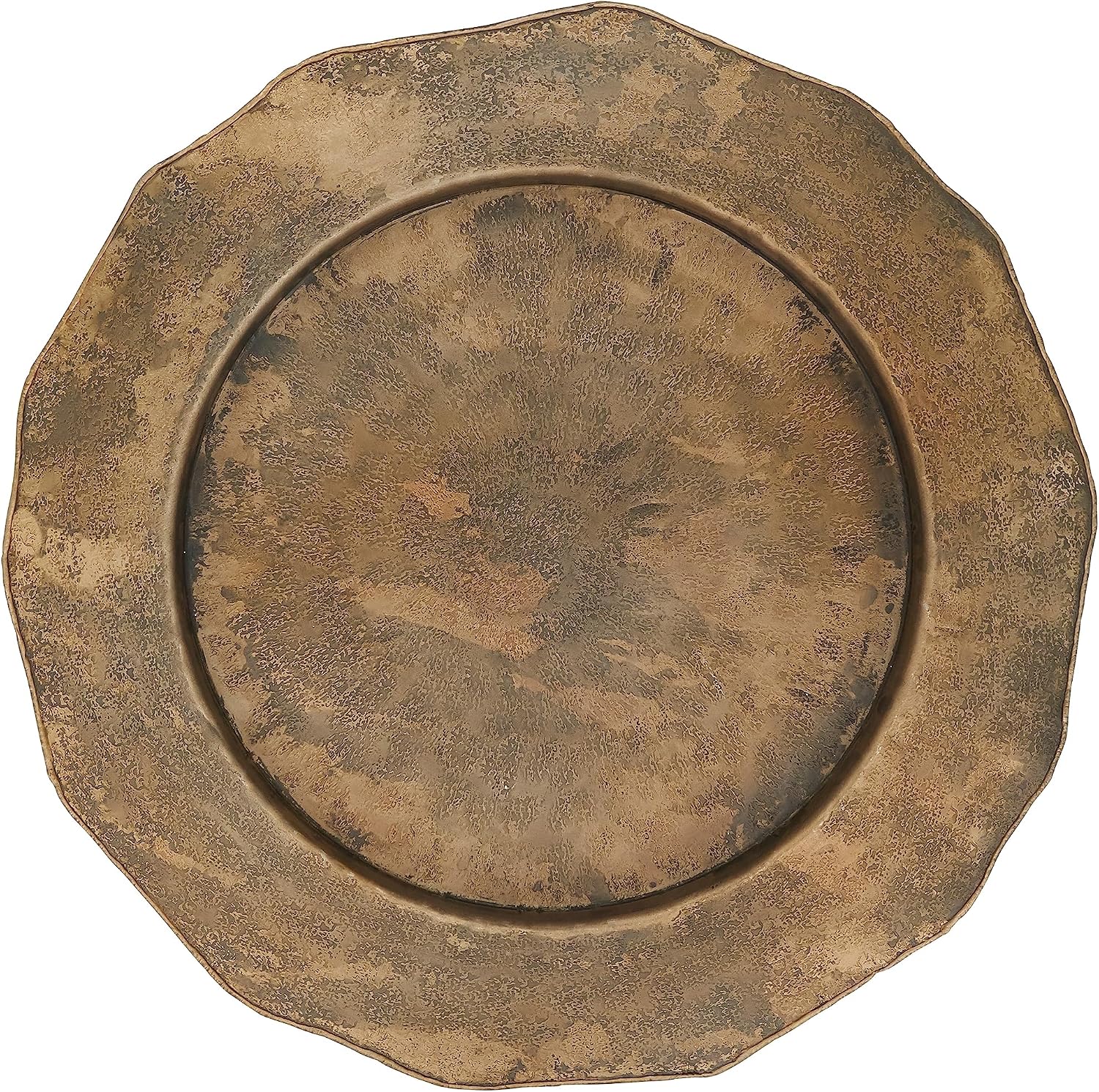 Elegant Hammered Metal Charger Plate with Scallop Edge (Set of 4)