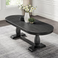 94.06'' Extendable Dining Table Rustic Wood Oval Dining Kitchen Dinner Table for 4-8, Modern Mid-Century for Living Room, Black