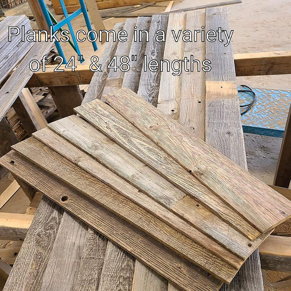 Rockin' Wood Real Wood Nail Up Application Rustic Reclaimed Naturally Weathered Barn Wood Accent Paneling Board Planks for Home Walls (46 Square feet)