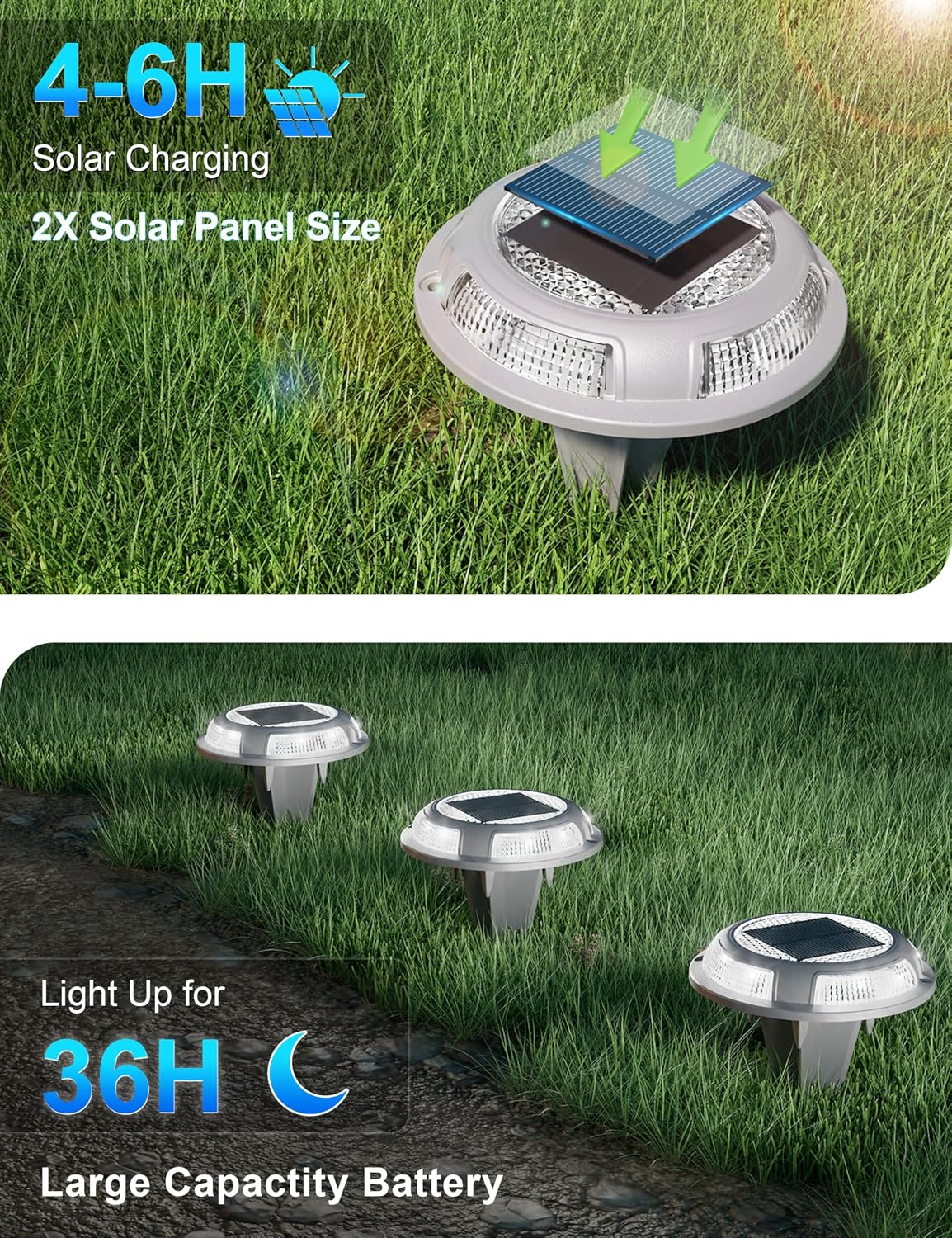 VOLISUN 24-Pack Solar Driveway Lights,IP67 Waterproof Outdoor Step Light