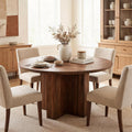 RedLemon Round Dining Table for 4 People, 47' Modern Wood Kitchen Table with Thick Stable Cross Pedestal Base & Curved Edge, Round Dinner Table for Dining Room, Kitchen (Rustic Walnut)