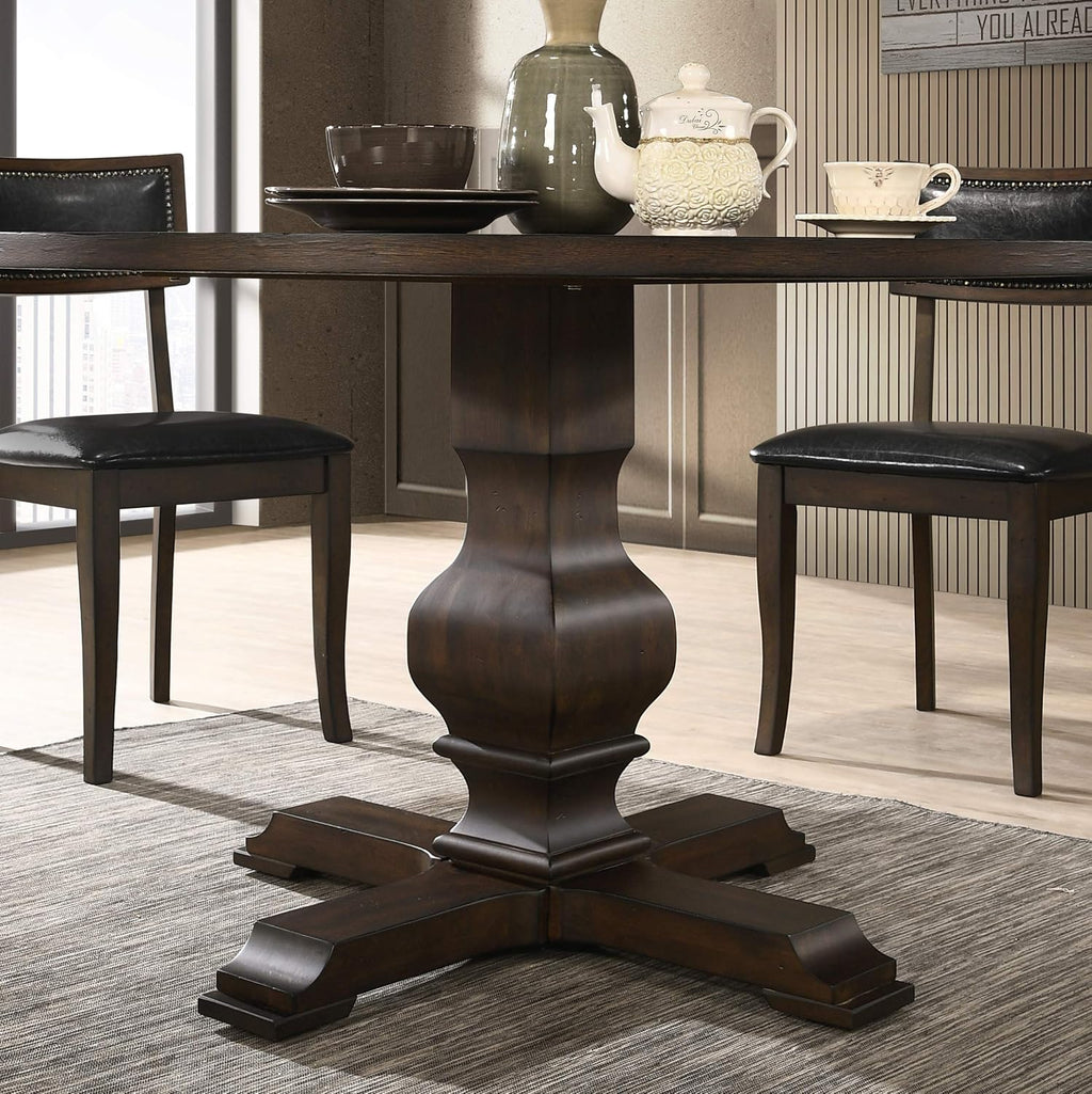 Roundhill Furniture Havre Pedestal Base Round Dining Table, Espresso