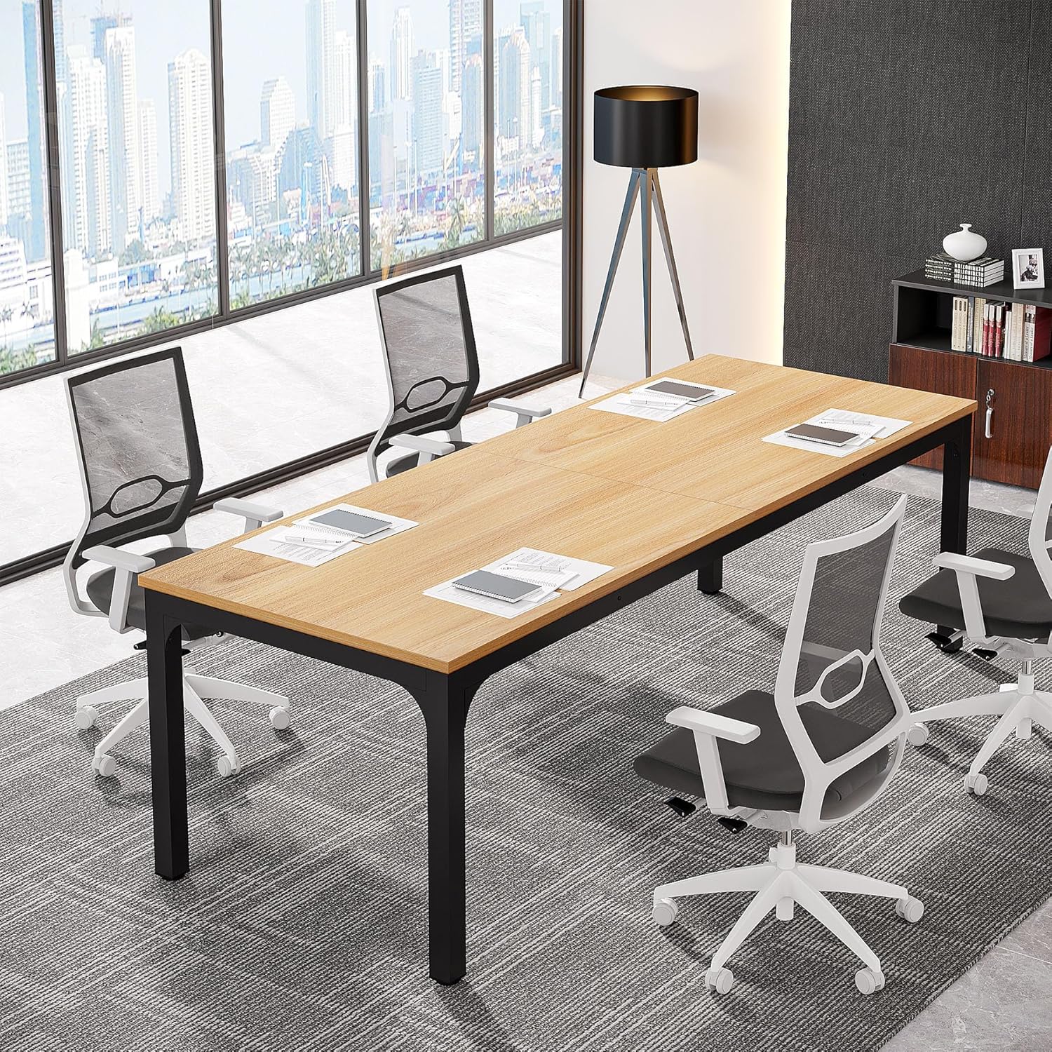 Tribesigns 6.5FT Conference Table, 78.7 Inche Rectangle Meeting Seminar Table, Large Business Tables for 6-8 People (Only Table)