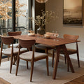 Acanva Farmhouse Rectangular Dining Table for 6 People, Modern Mid-Century Walnut Kitchen Dinner Tables Furniture, Natural Walnut