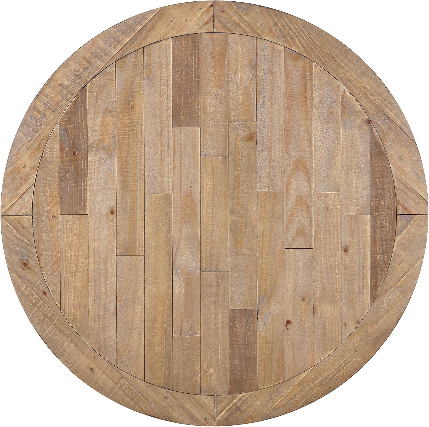 Prato Round Two-Tone Finish Wood Dining Table, Antique White and Distressed Oak