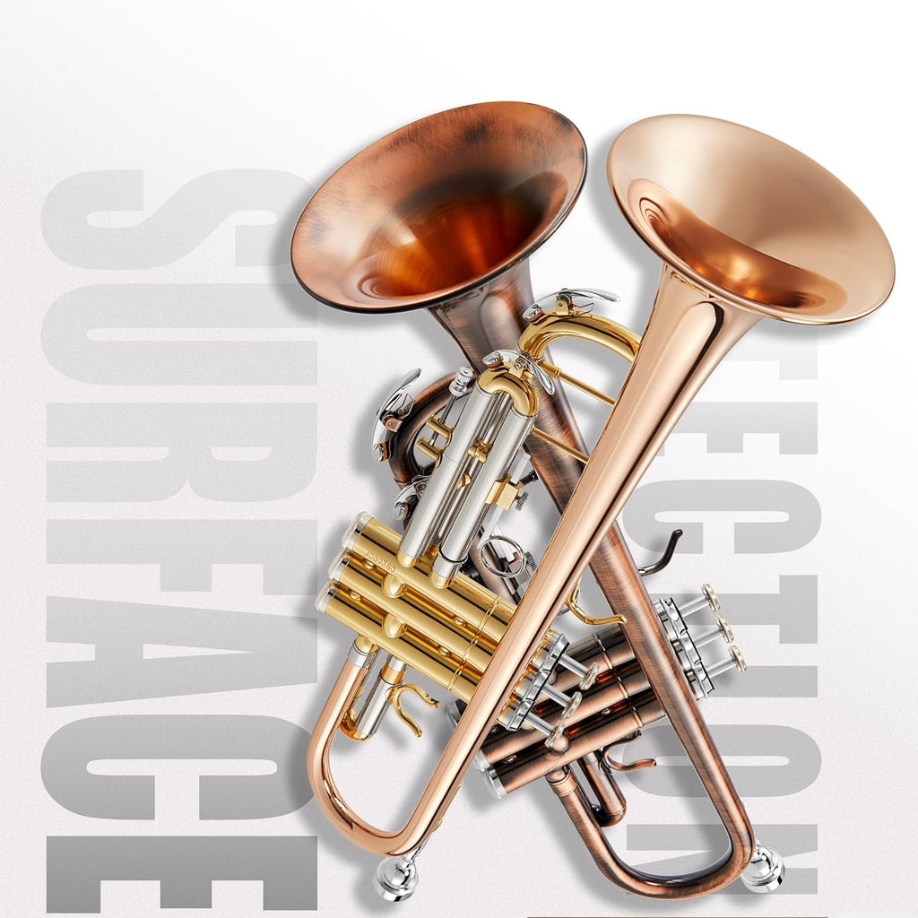 AKLOT Tri-Metallic Artistry Bb Trumpet: Phosphor Bronze Bell, Smooth Monel Valves, Double-Bar Support System, Includes Premium Leather Case, Lesson Book, 7C Mouthpiece, Mute, Cleaning Kit (SNR-PriFTG)