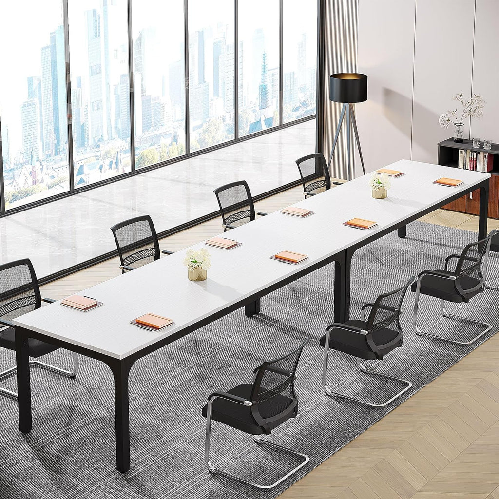 Tribesigns 6.5FT Conference Table, 78.7-Inch Rectangle Meeting Seminar Table, Large Business Tables for 6-8 People (Only Table) (White+Black)