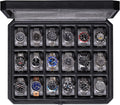 ROTHWELL 18-Slot Watch Case – Luxury Watch Box for Men, Real Glass Top, Lockable, Elegant Display for Collections (Black/Grey)