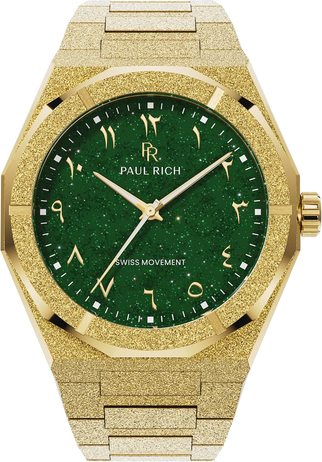 Paul Rich Men's Luxury Stainless Steel Watch - Rugged & Stylish Timepiece for Business, Gift, or Graduation - Fancy Analog Water Resistant Wrist Watch for Him - Frosted Star Dust II Arabic Dial