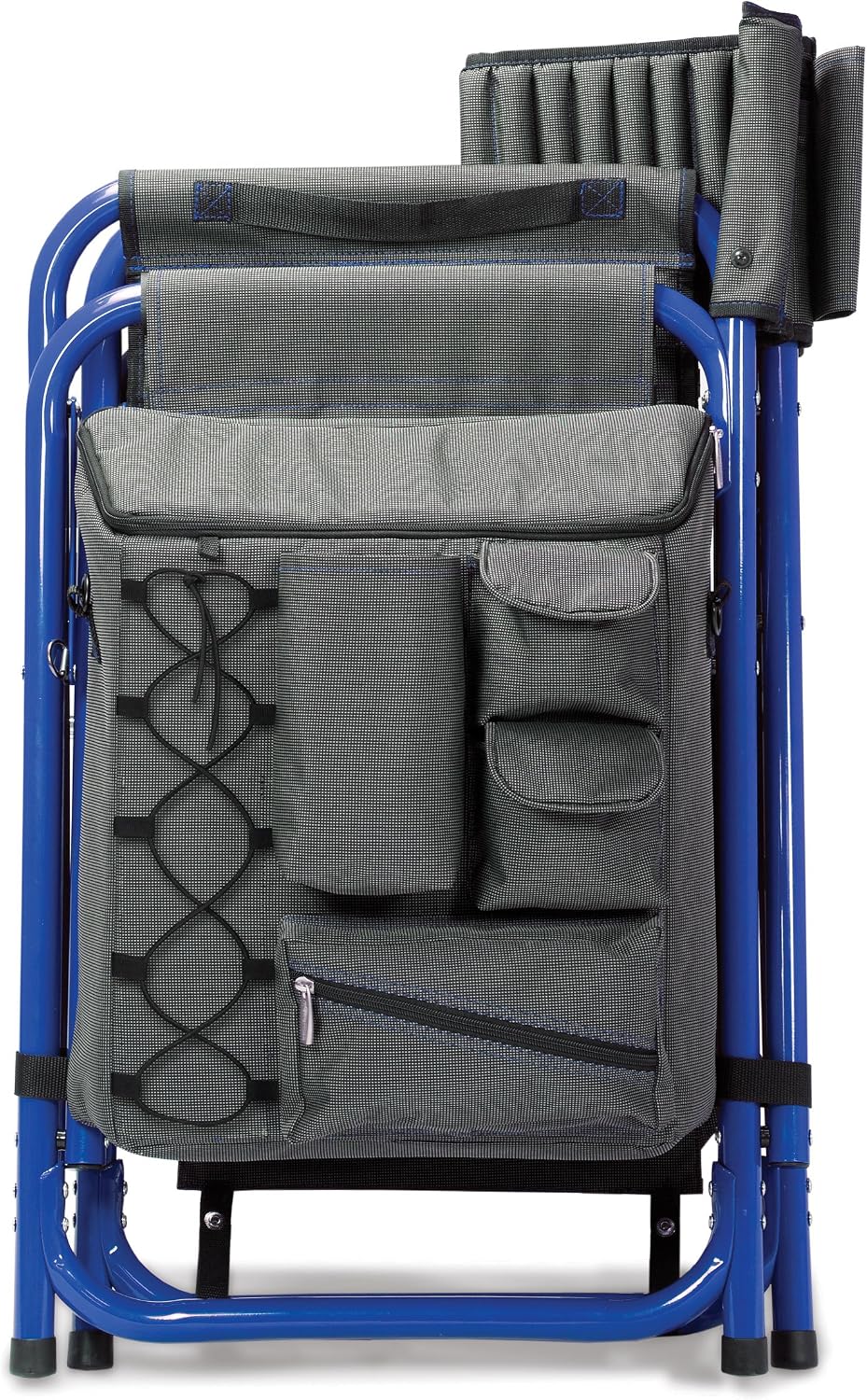 PICNIC TIME Fusion Camping Chair with Side Table and Soft Cooler, Outdoor Foldable Padded Camping Chairs with Cup Holder for Lawn, Beach, & Sports Use for Adults, (Dark Gray Blue Accents)
